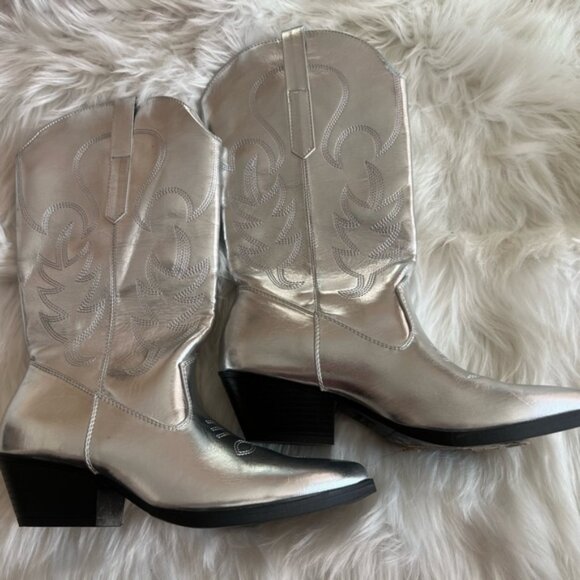 Primark Shoes - Primark Silver Cowgirl Boots